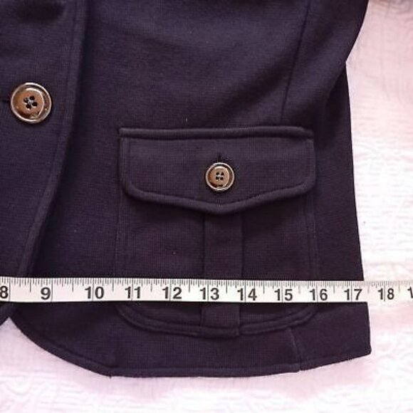 Talbots Petite Jacket Military Style Cotton M Button Front PocketsNavy Blue - Picture 9 of 11
